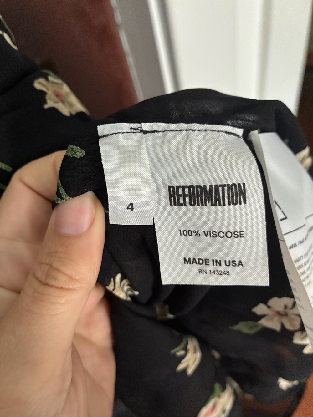 Vintage Reformation Black Floral V-Neck Mini Dress - Picture 6 of 6